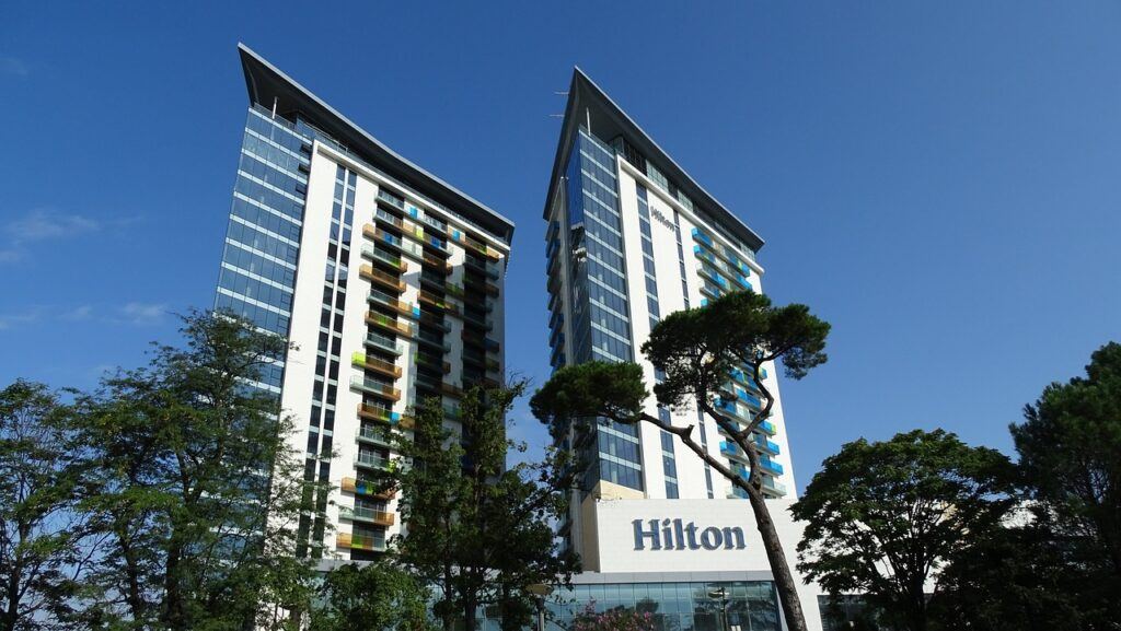 solo female traveling staying at the Hilton hotel.