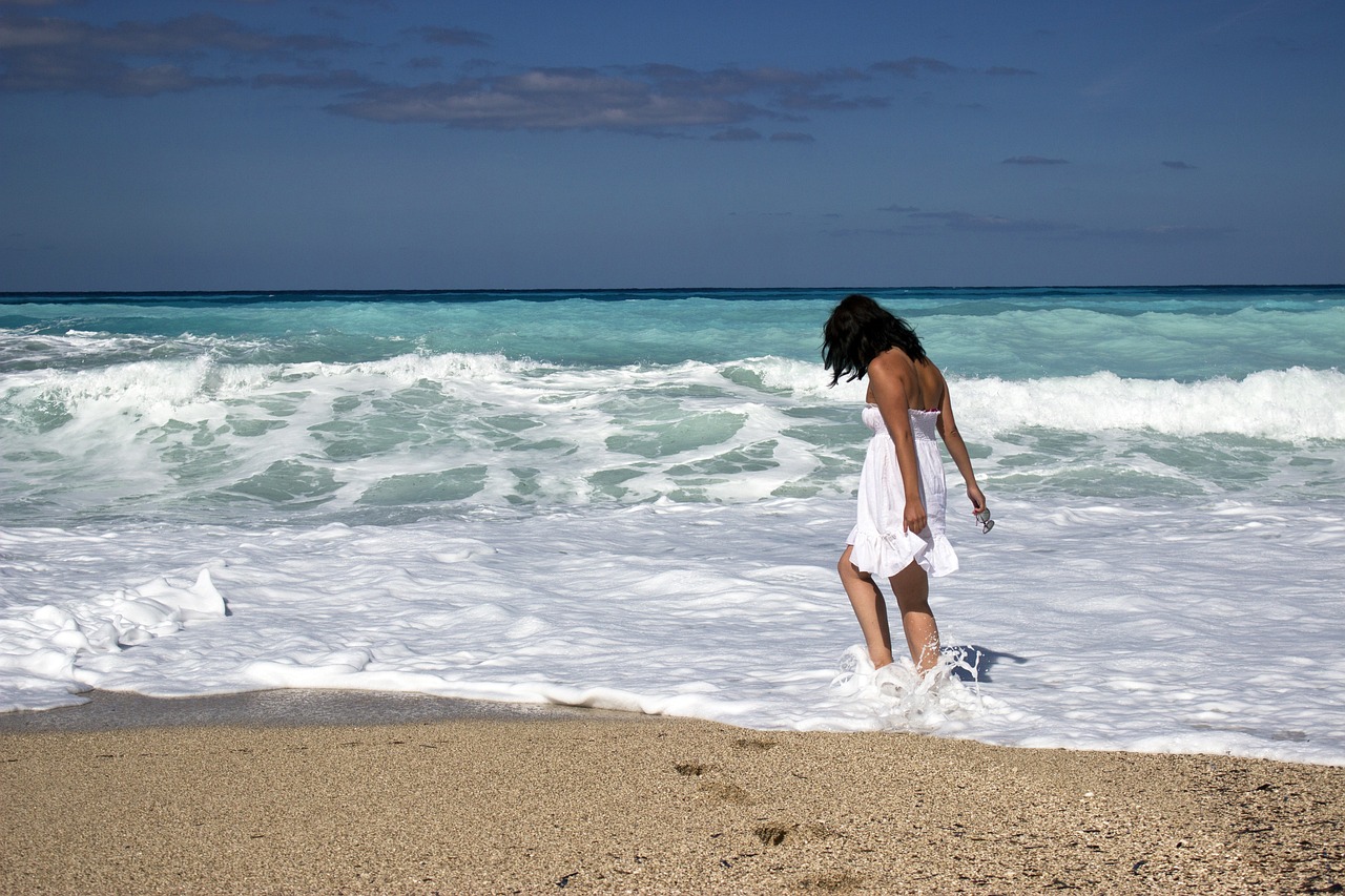 Woman on the beach for vacation